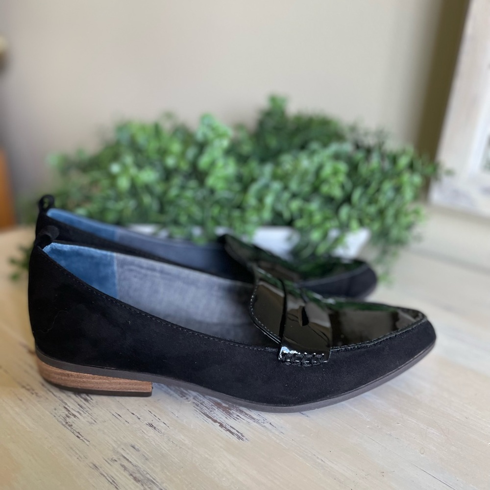Dr Scholl’s  Vegan black suede slip up flats size 6